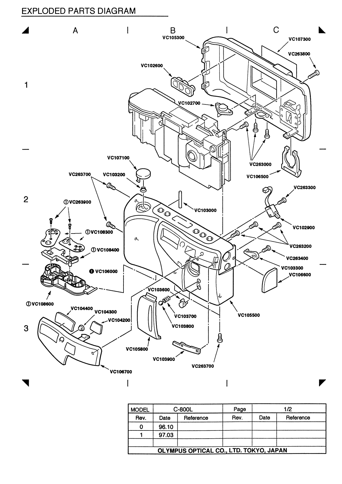 OLYMPUS C-800L PARTS LIST