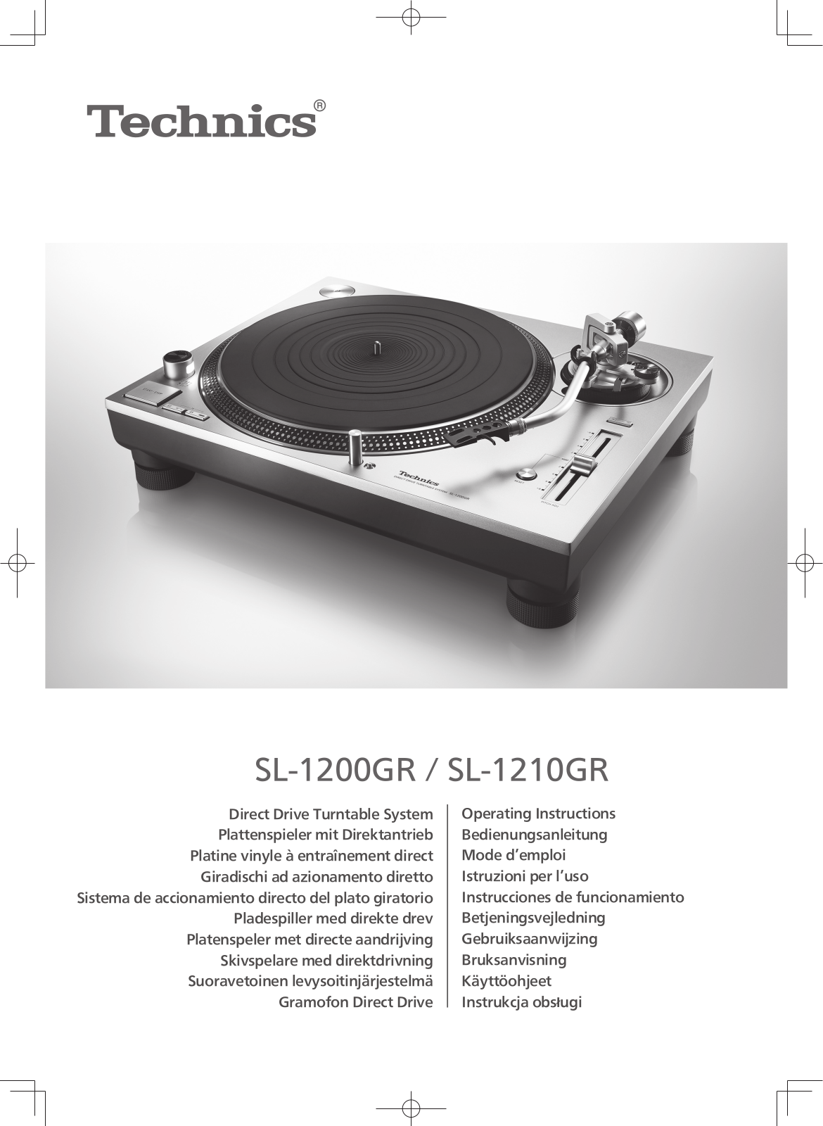 Technics SL1210GR, SL1200GR Operating Instructions