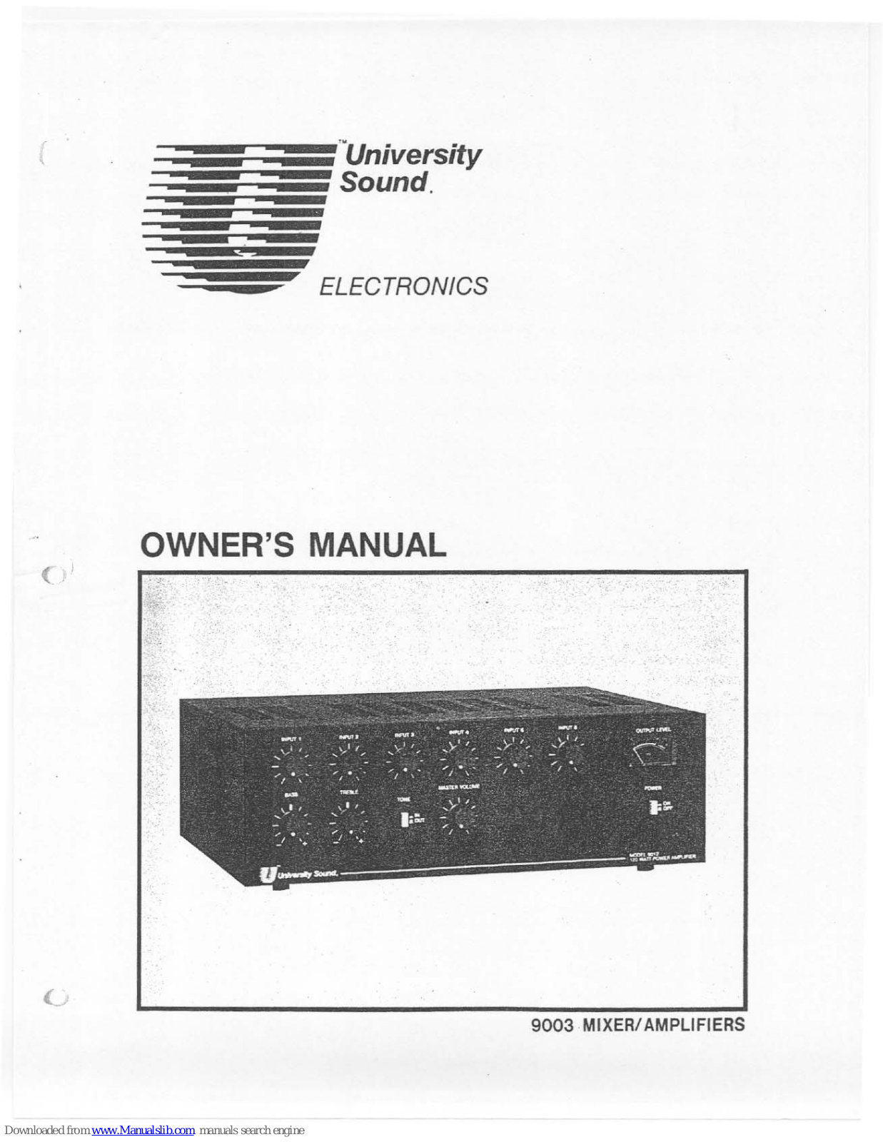 University Sound 9003 Owner's Manual