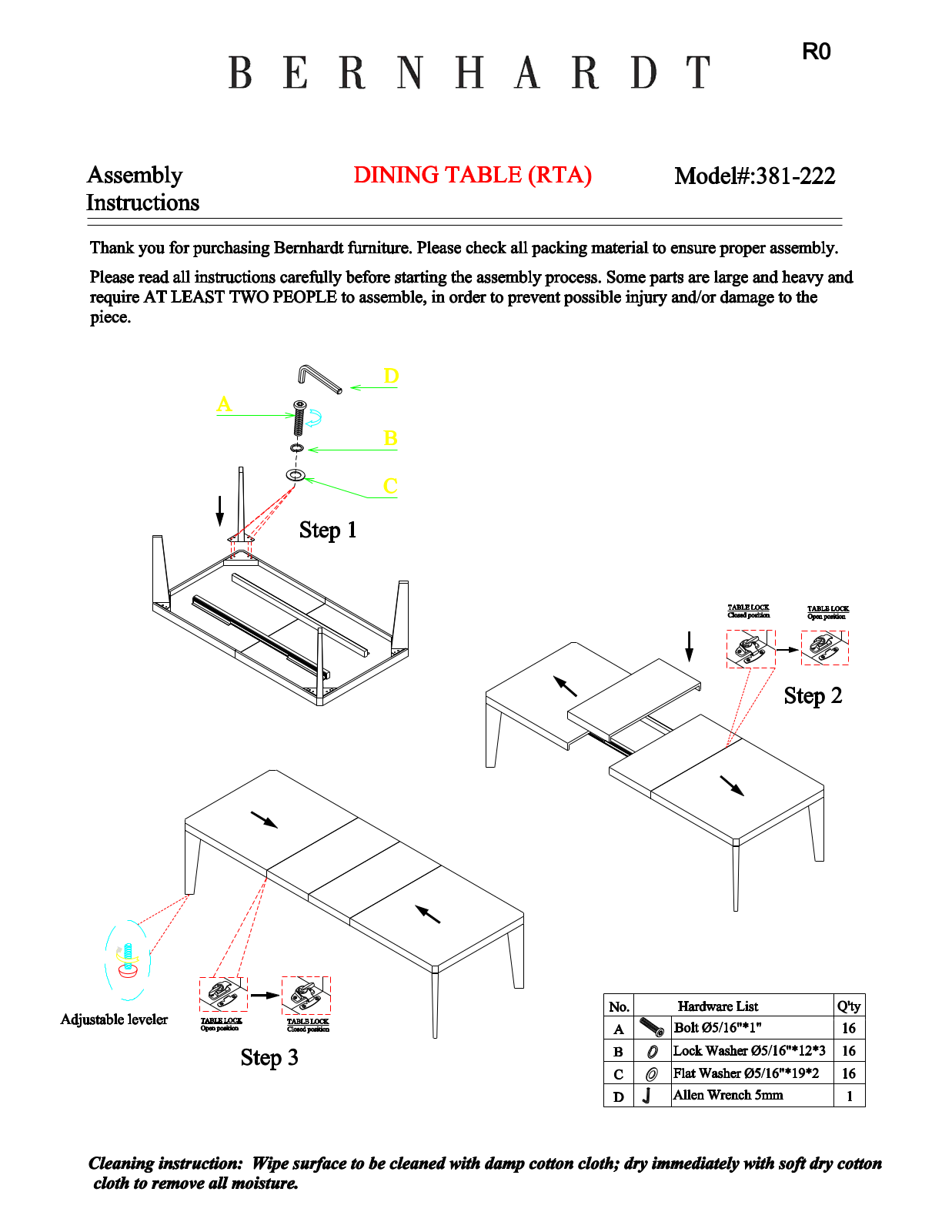 Bernhardt BHT10228 Installation & Assembly - ManualMachine.com