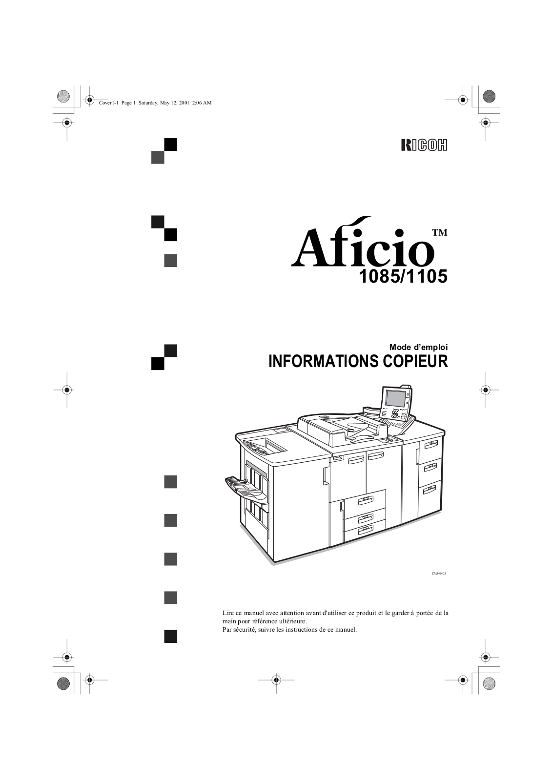 Ricoh AFICIO 1085, AFICIO 1105 User Manual