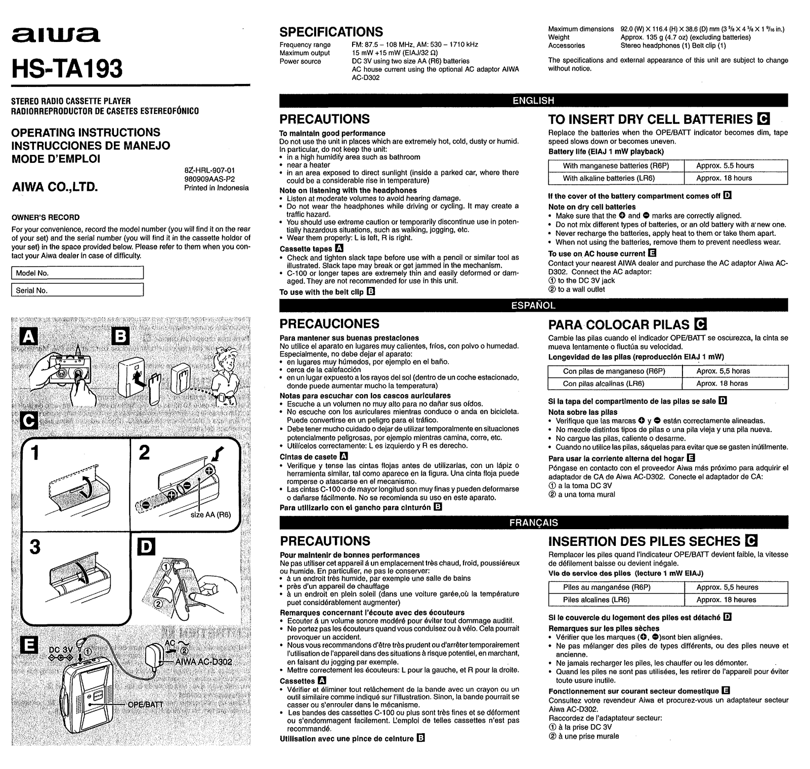 Sony HSTA193 OPERATING MANUAL - ManualMachine.com