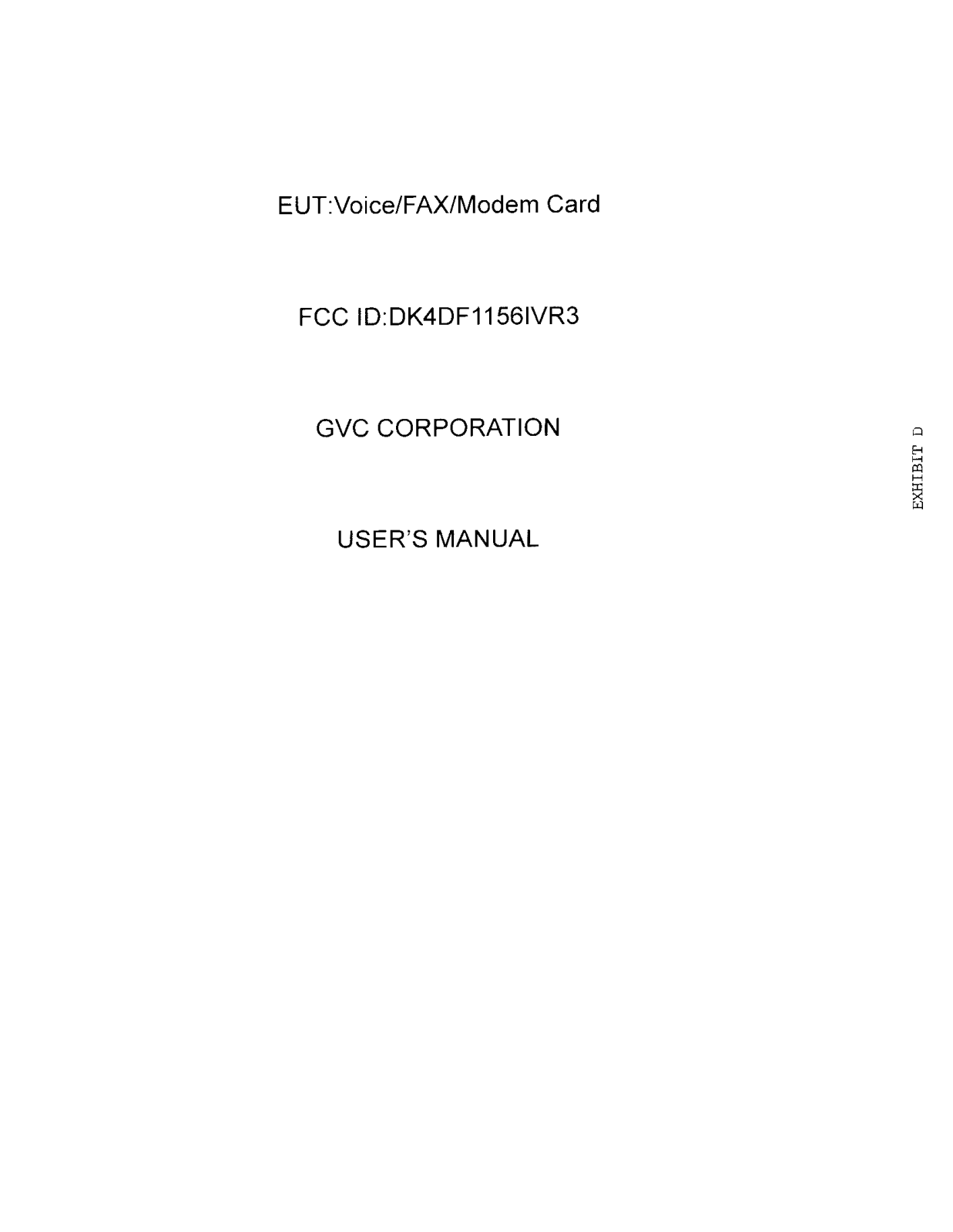 GVC DF1156IVR3 Users Manual