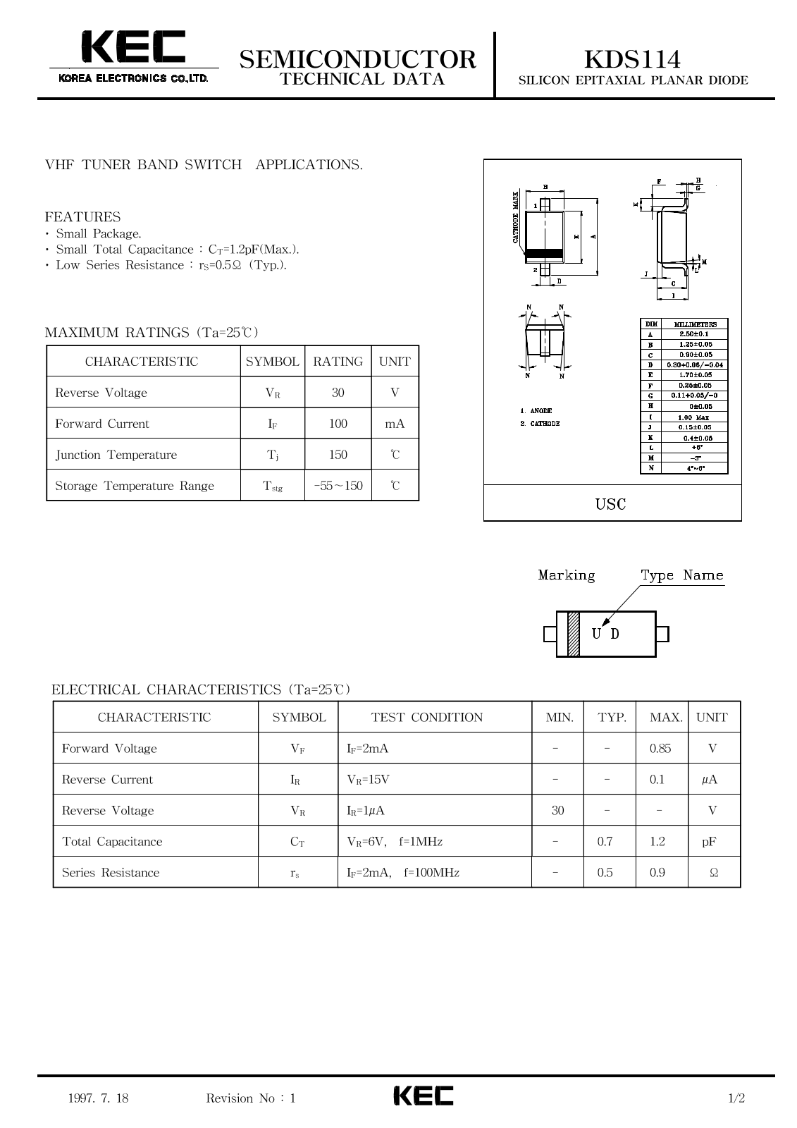 KEC KDS114 Datasheet