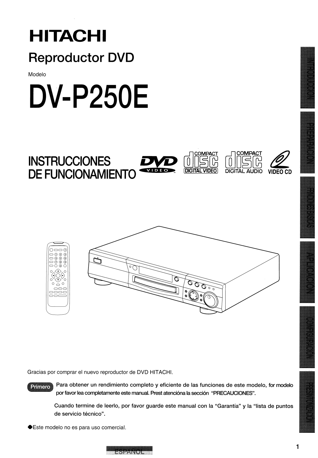 Hitachi DVP250E User Manual