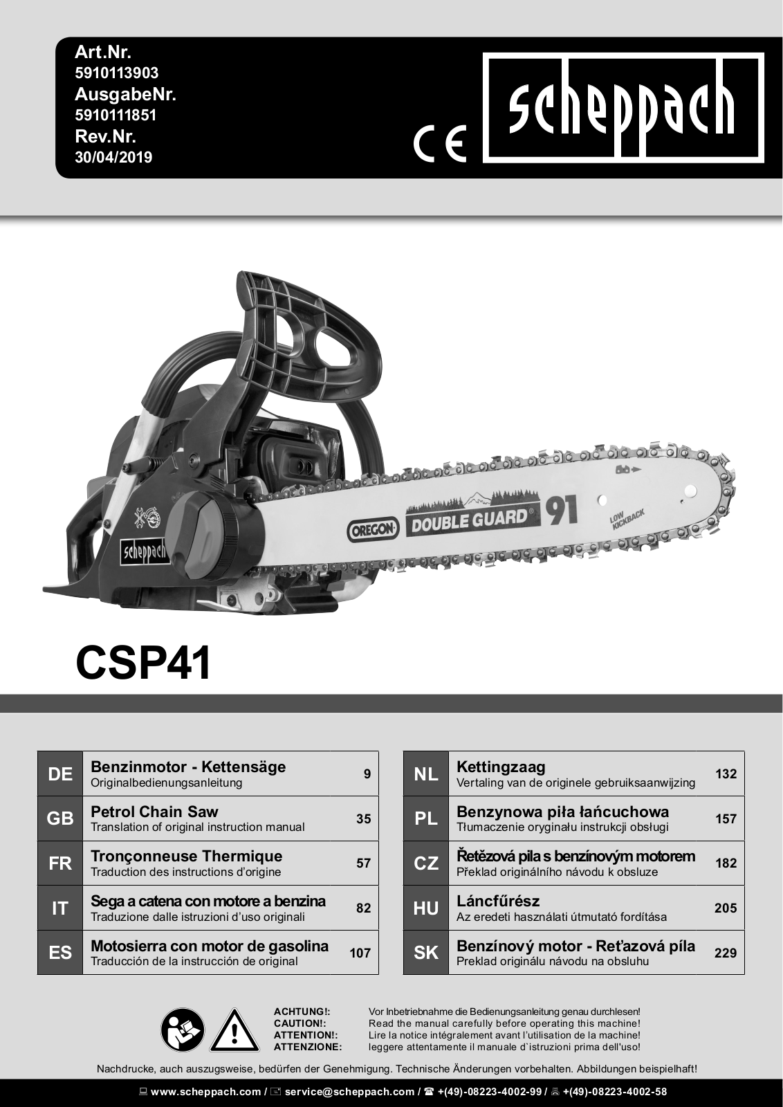 Scheppach CSP41 operation manual