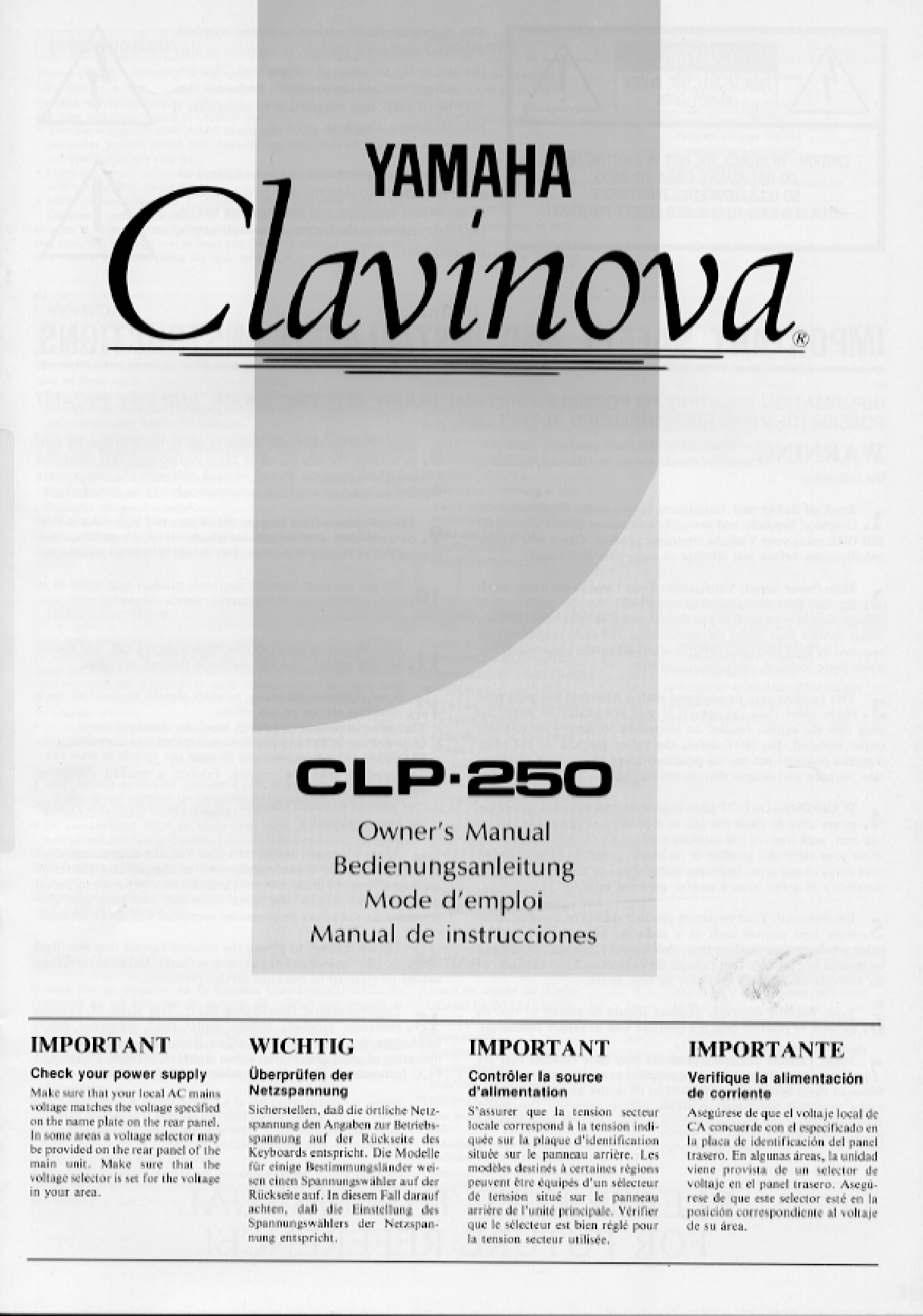 Yamaha CLP-250E, CLP-250 User Manual