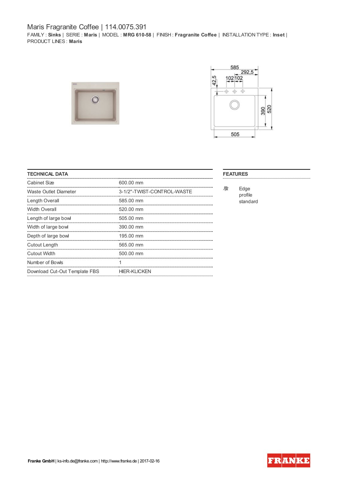 Franke 114.0075.391 Service Manual