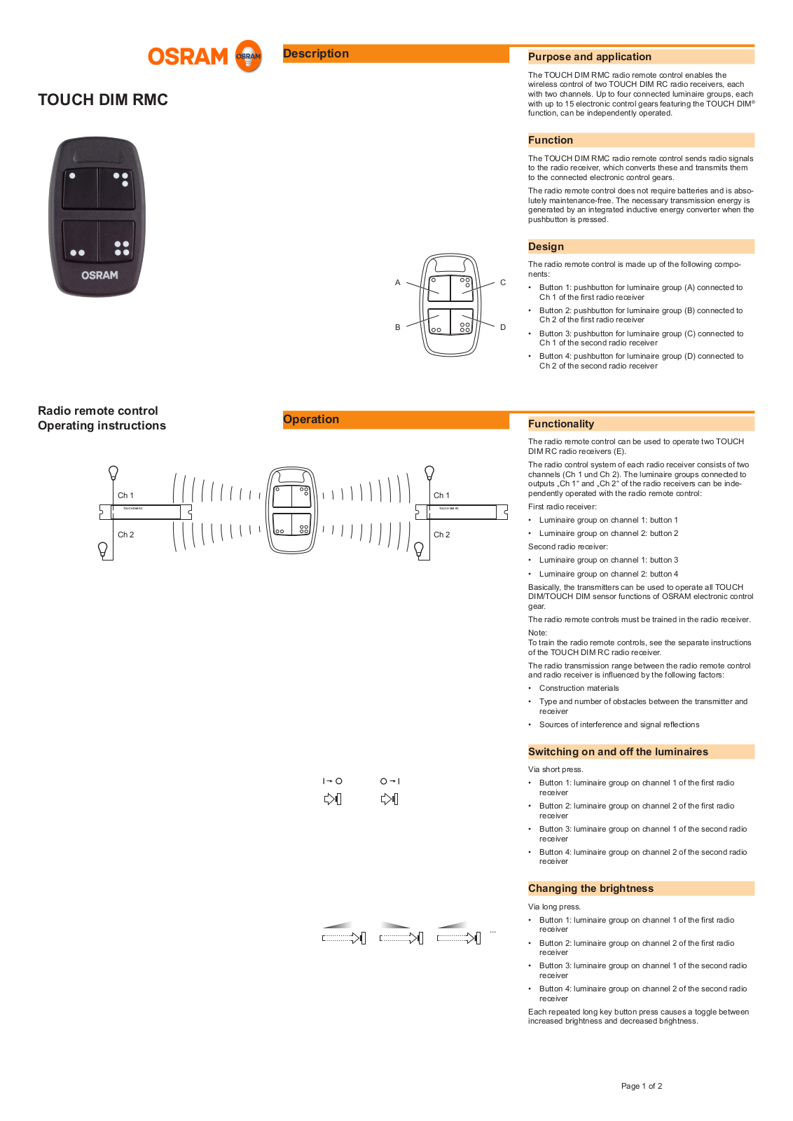 OSRAM Touch DIM RMC User Manual