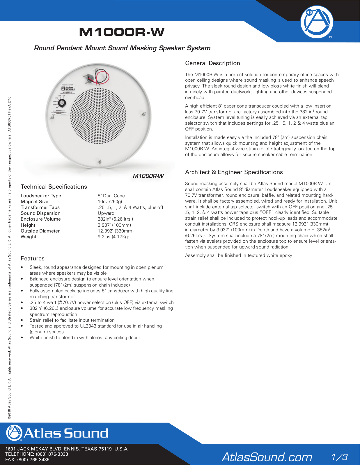 Atlas IED M1000R-W User Manual