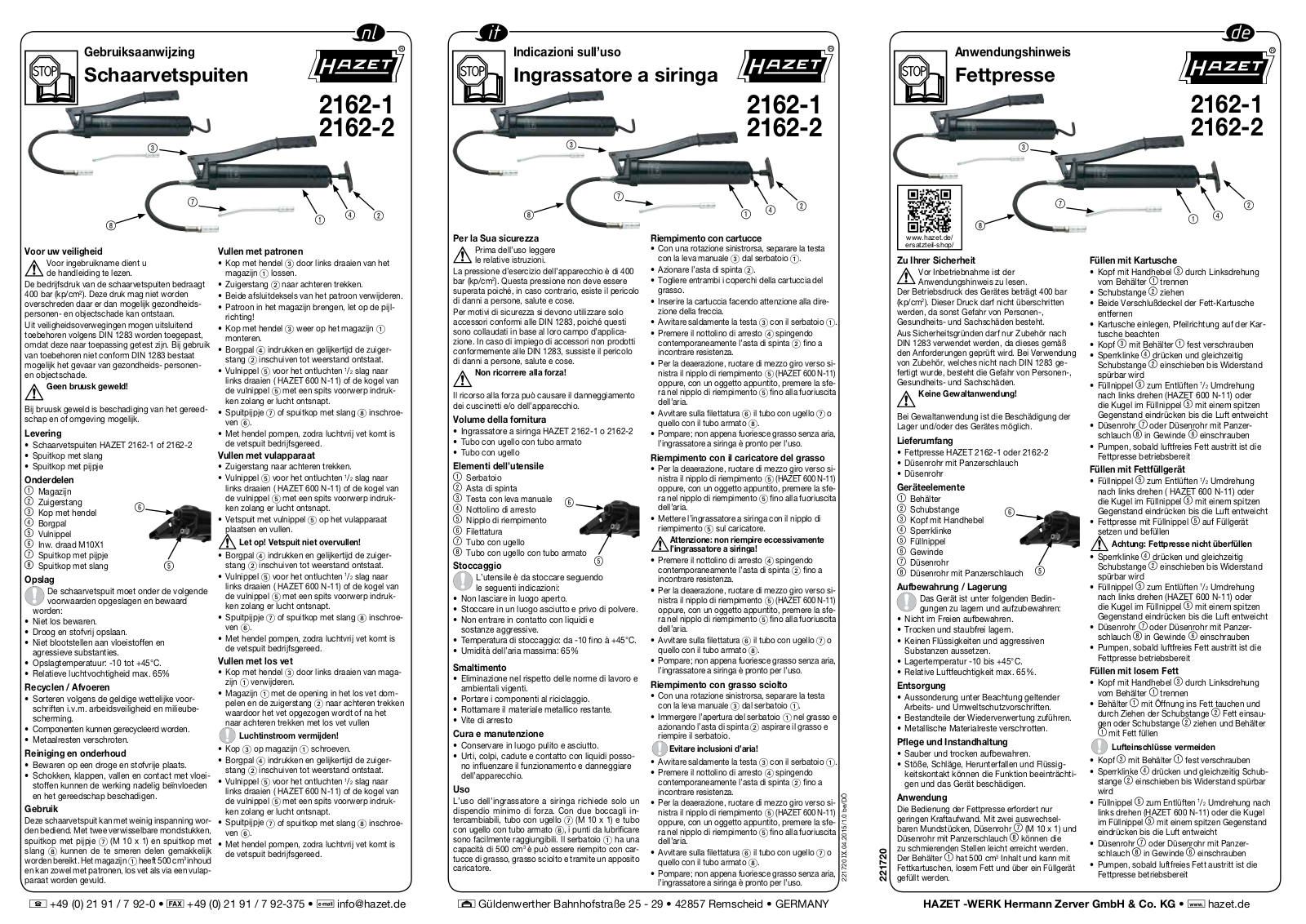 Hazet 2162-1, 2162-2 User guide