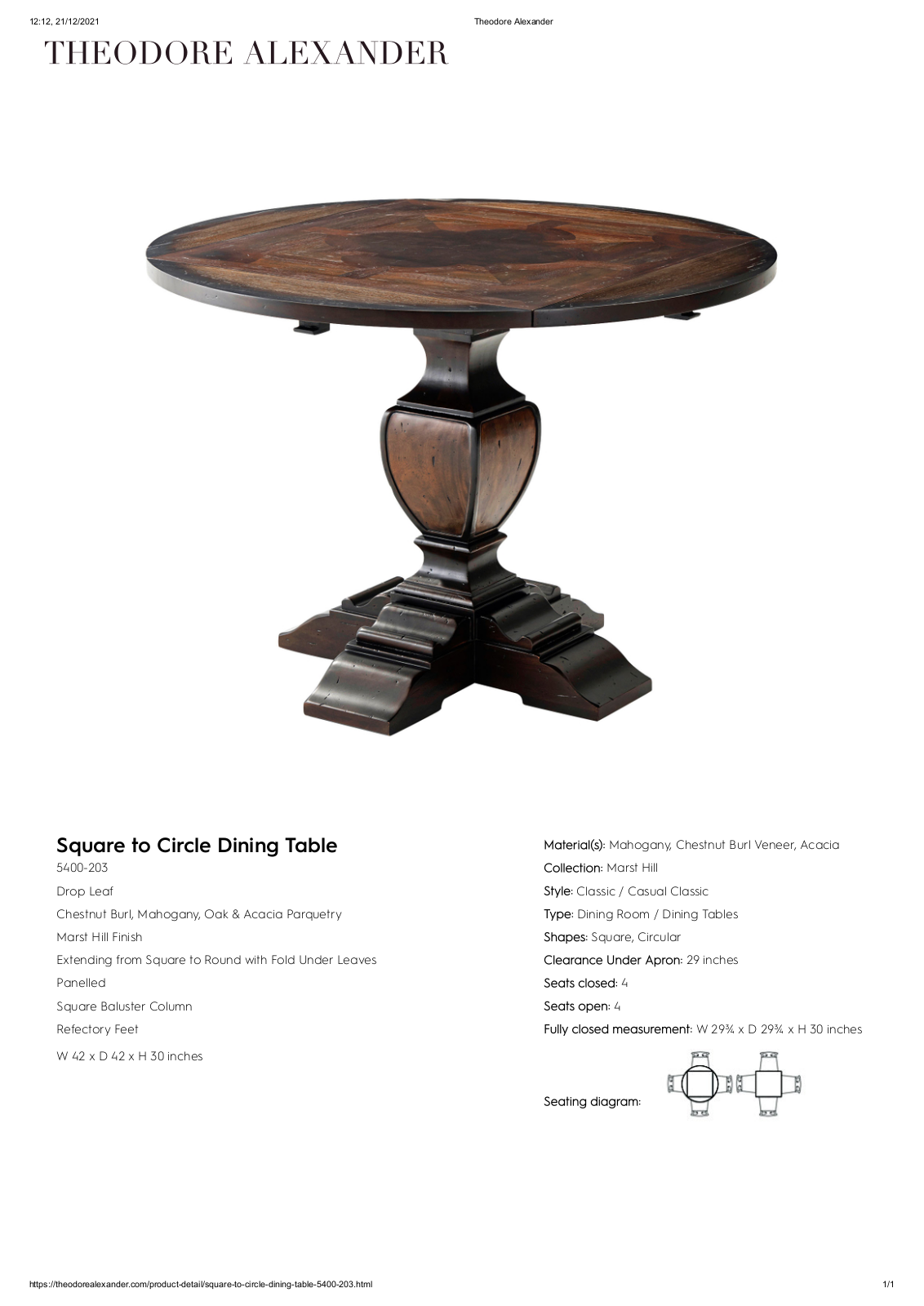 Theodore Alexander FPLJ2487 Specifications - ManualMachine.com