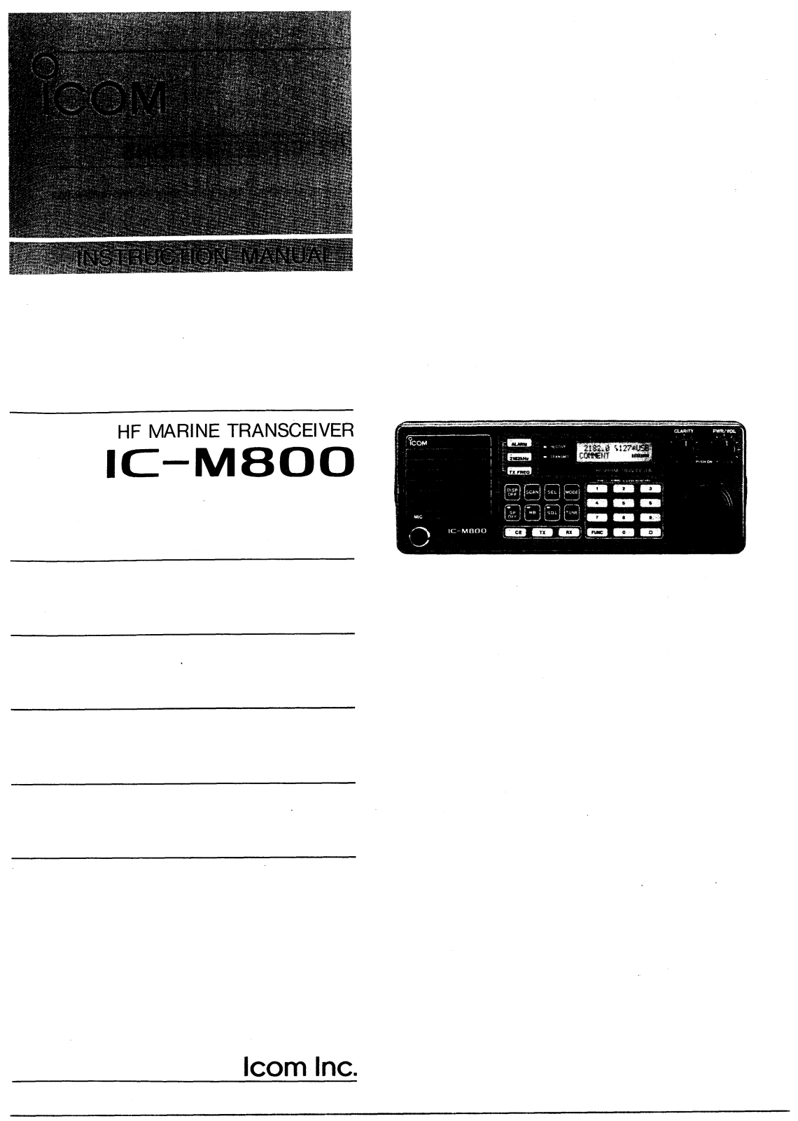 Icom IC-M800 User Manual