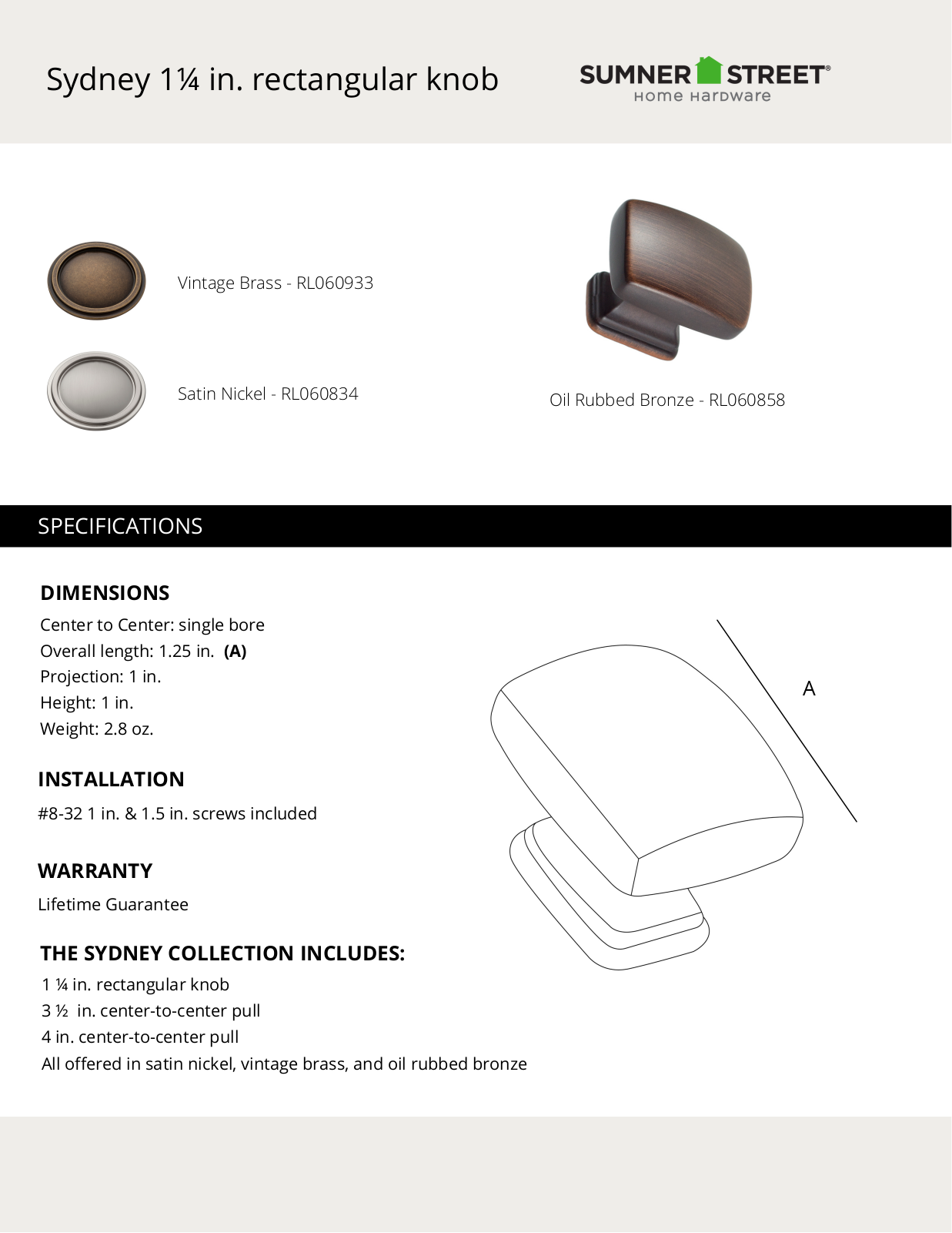 Sumner Street Home Hardware CTHD1106 Specifications - ManualMachine.com