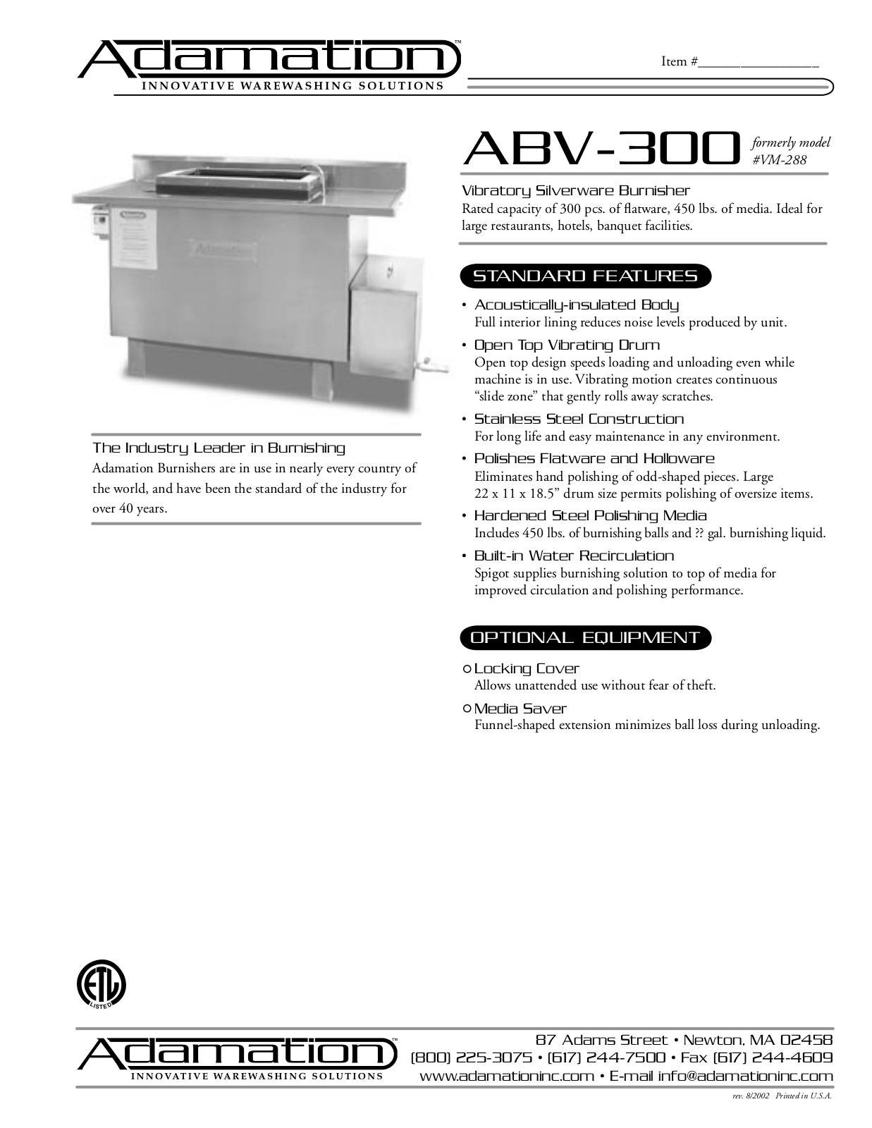 Adamation ABV-300 Specifications