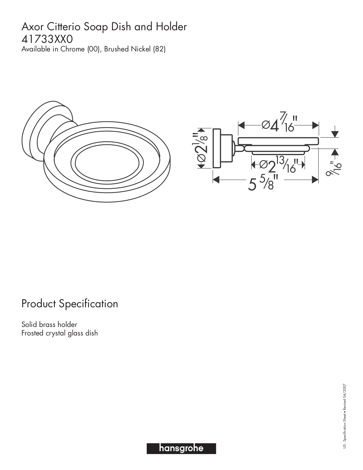 Hans Grohe 41733XX0 User Manual