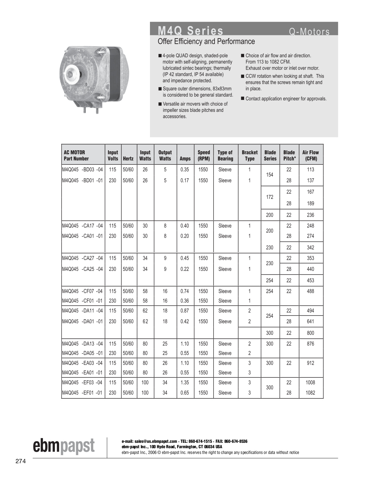 ebm-papst Q-Motots Series M4Q Catalog Page