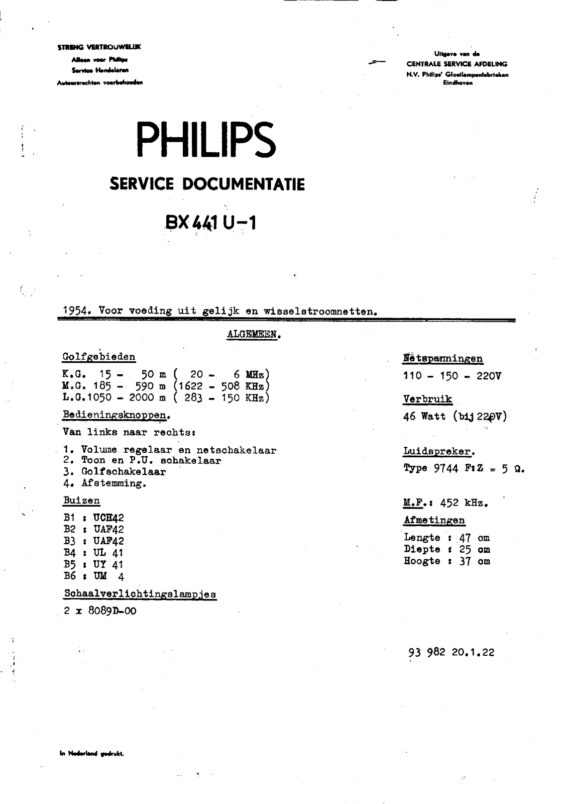 Philips BX441U Schematic