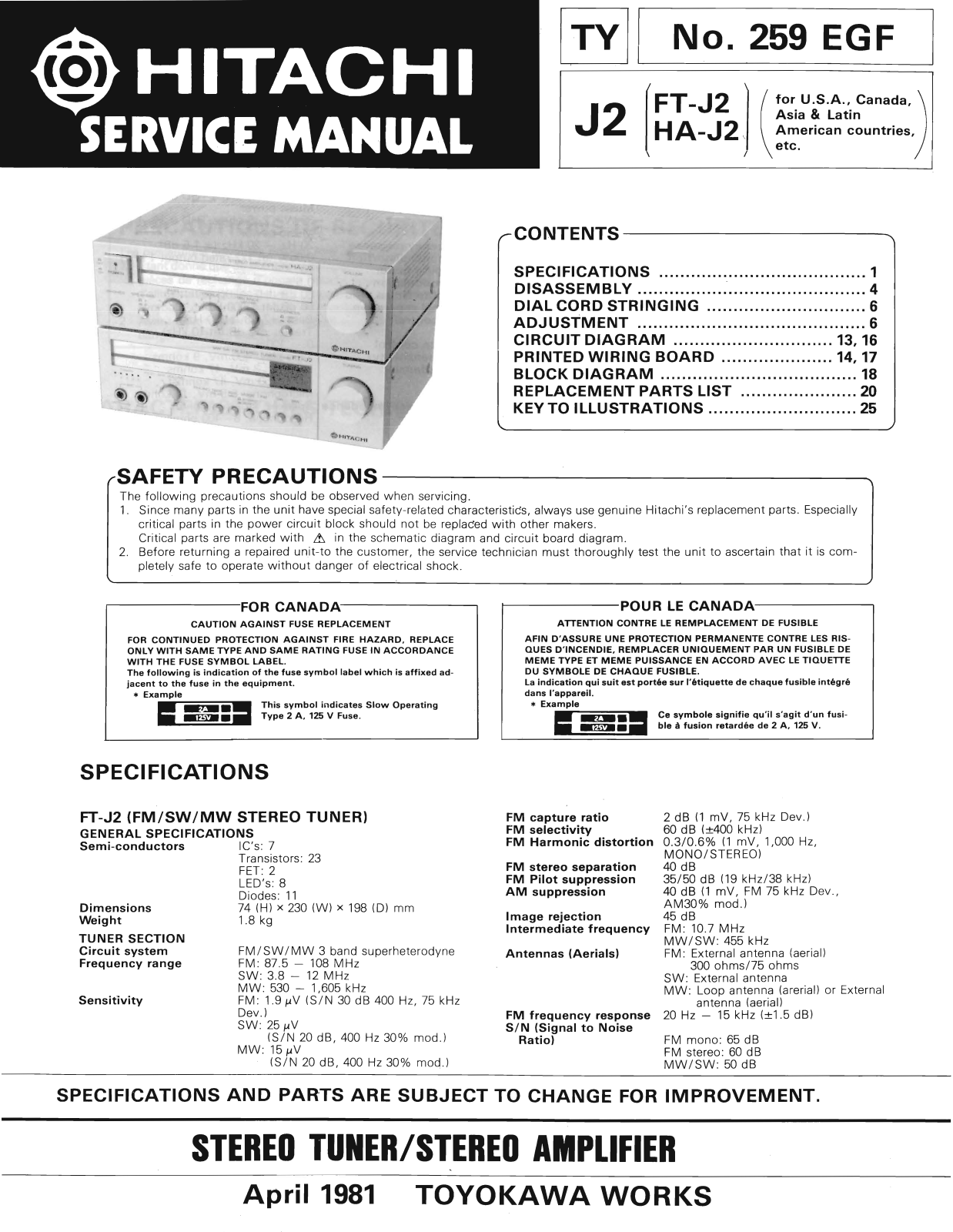 Hitachi J-2 Service Manual