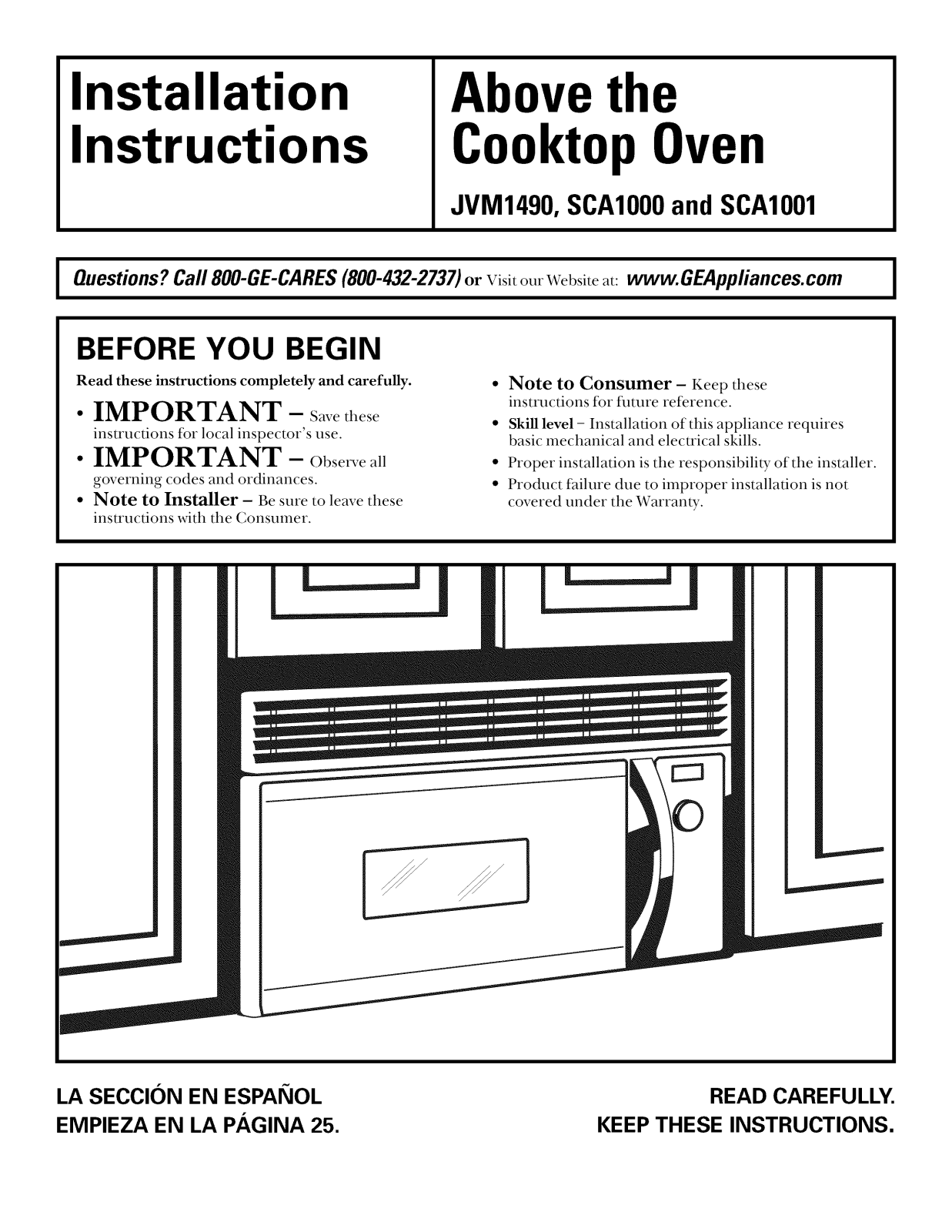 GE JVM1490SD003, SCA1000DBB03, SCA1000DCC03, SCA1000DWW03, SCA1001DSS03 Installation Guide