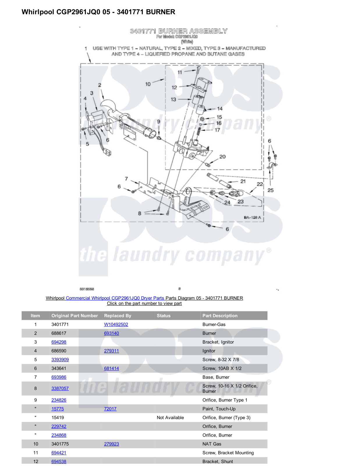 Whirlpool CGP2961JQ0 Parts Diagram