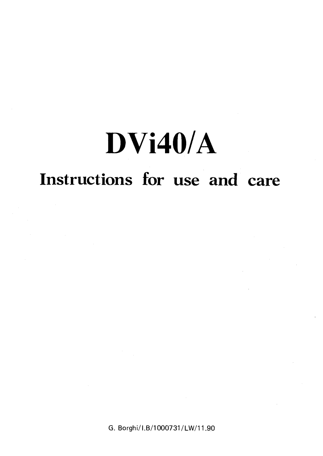 Zanussi DVI40A User Manual