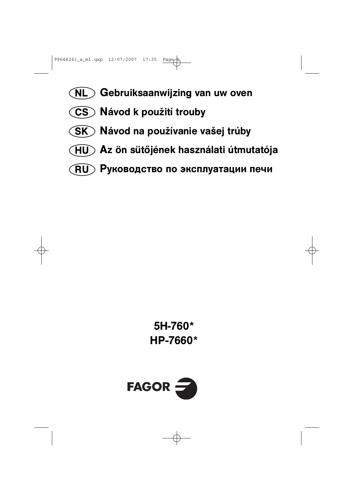 Fagor 5H-760, HP-7660 User Manual