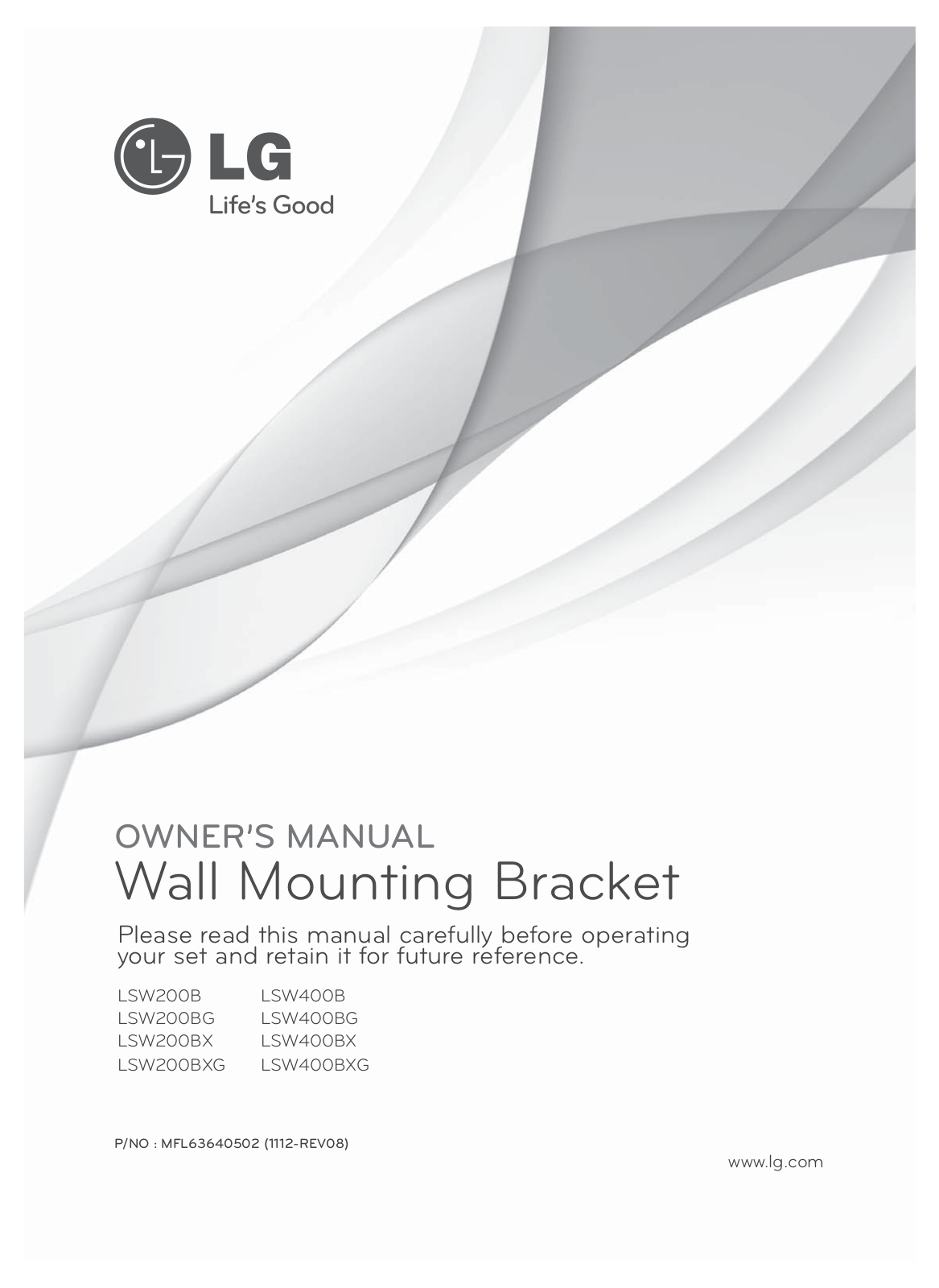 LG LSW400BX, LSW400BXG Owner’s Manual