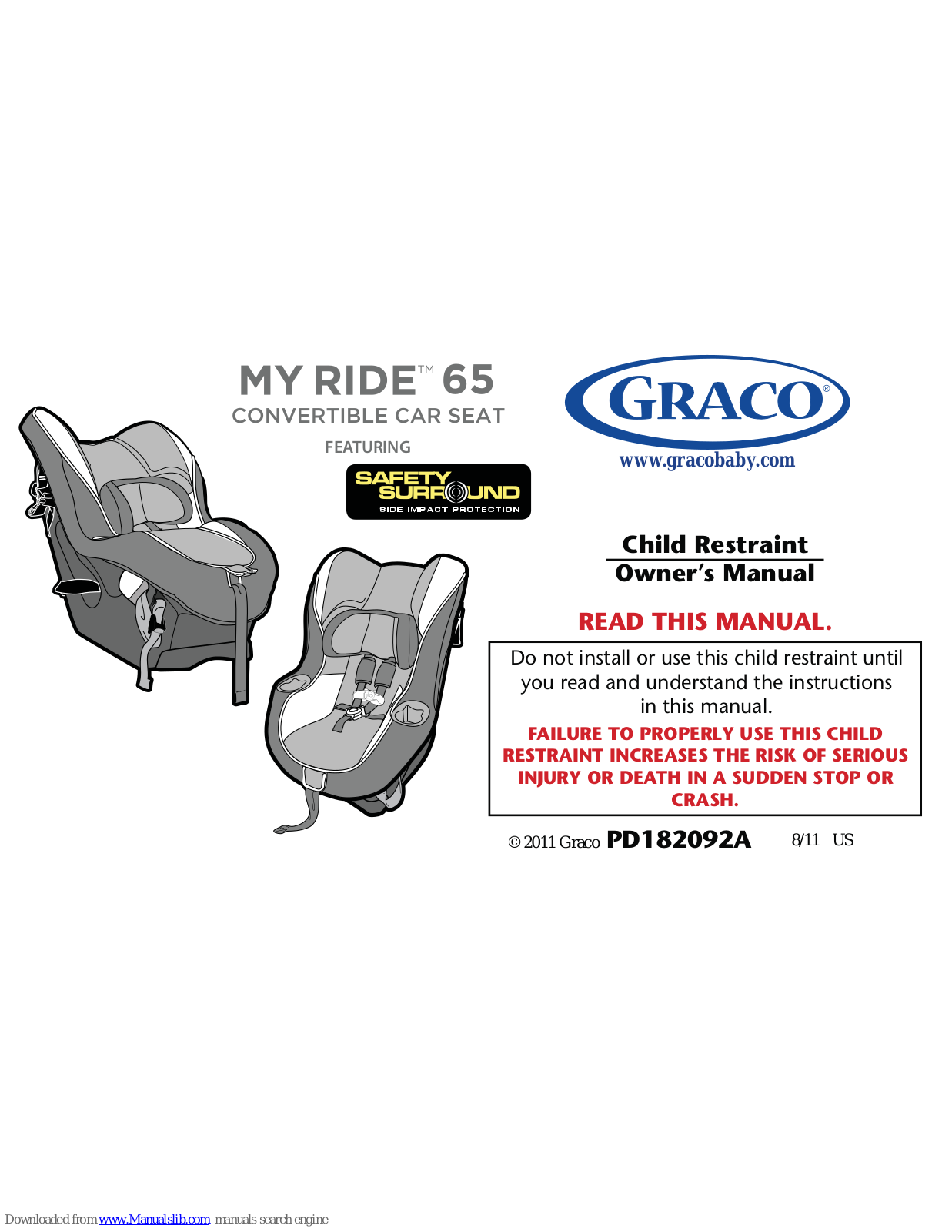 Graco Child Restraint, MY READ 65 Owner's Manual