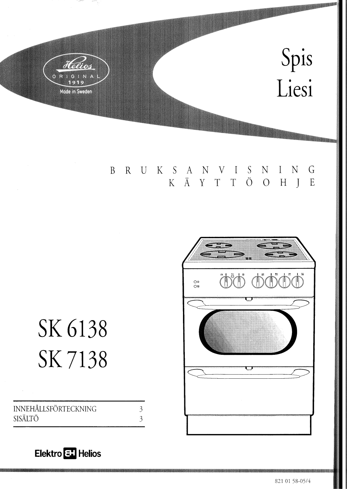 Elektro helios SK6138, SK7138 User Manual