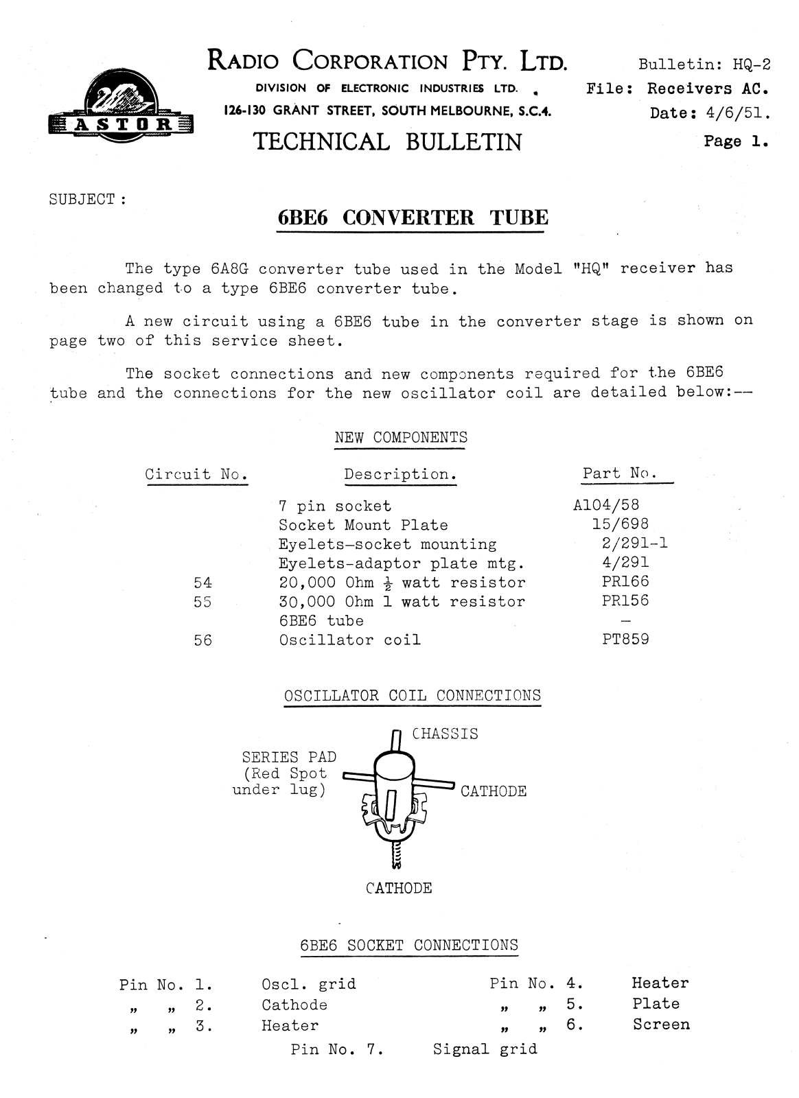 Astor 6BE6 Diagram - ManualMachine.com