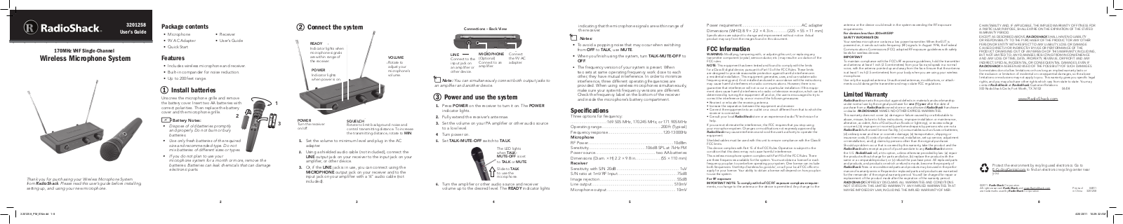 Radio Shack 3201258AT User Manual