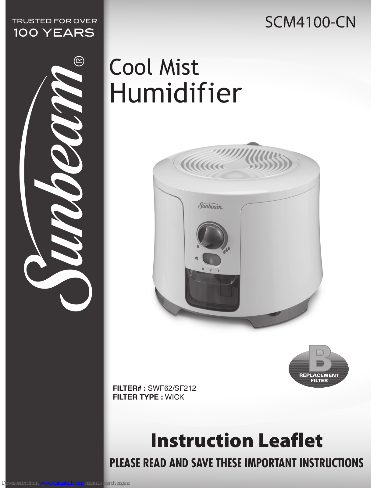Sunbeam SCM4100-CN Instruction Leaflet - ManualMachine.com
