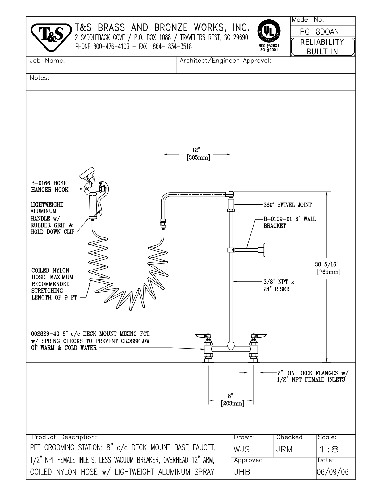 T&S Brass Manuals PG-8DOAN User Manual