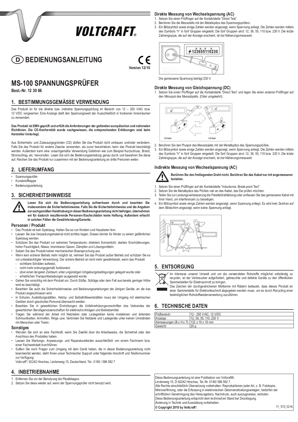 VOLTCRAFT MS-100 User guide