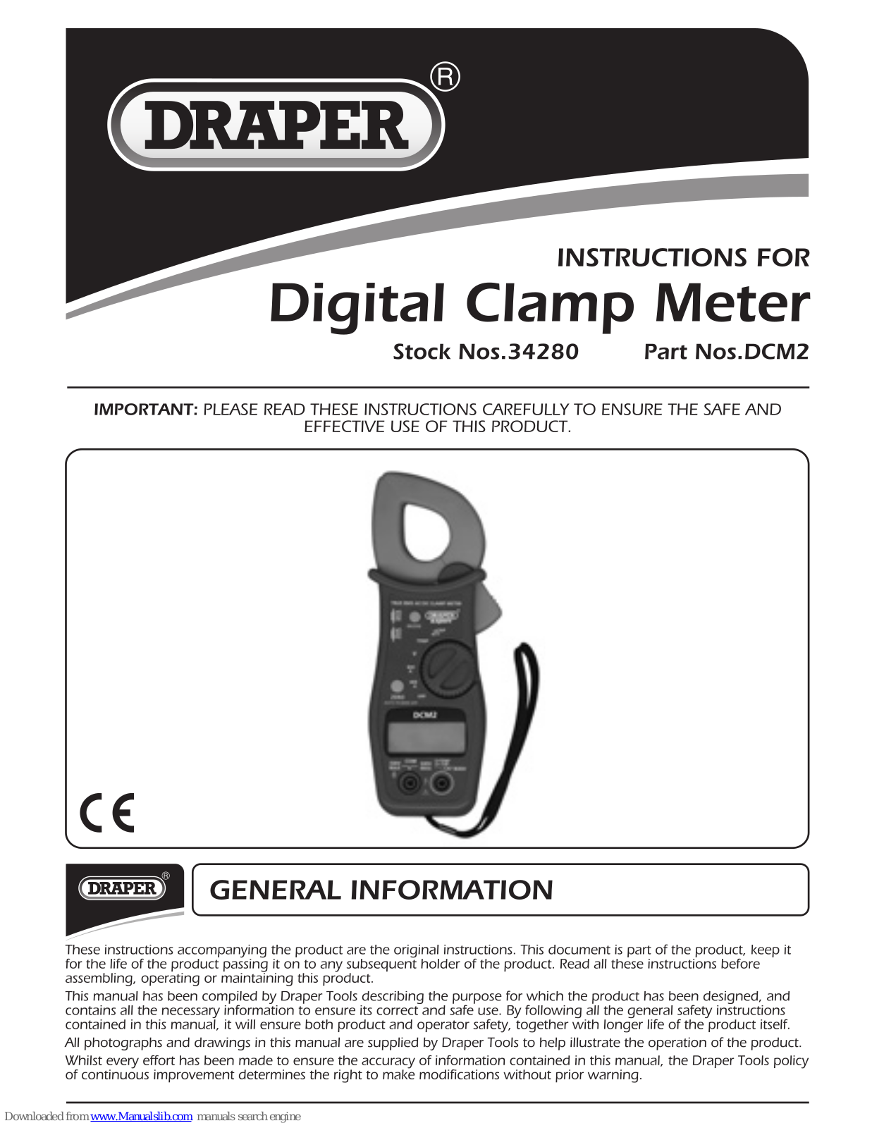 Draper 34280, DCM2 Instructions For - ManualMachine.com