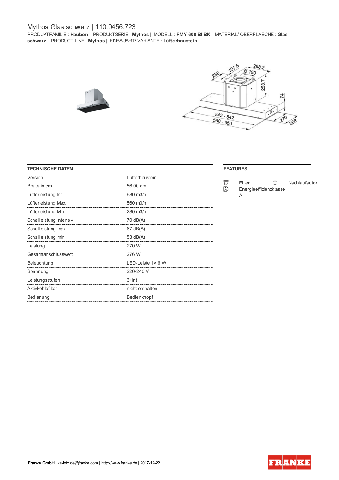 Franke 110.0456.723 Service Manual