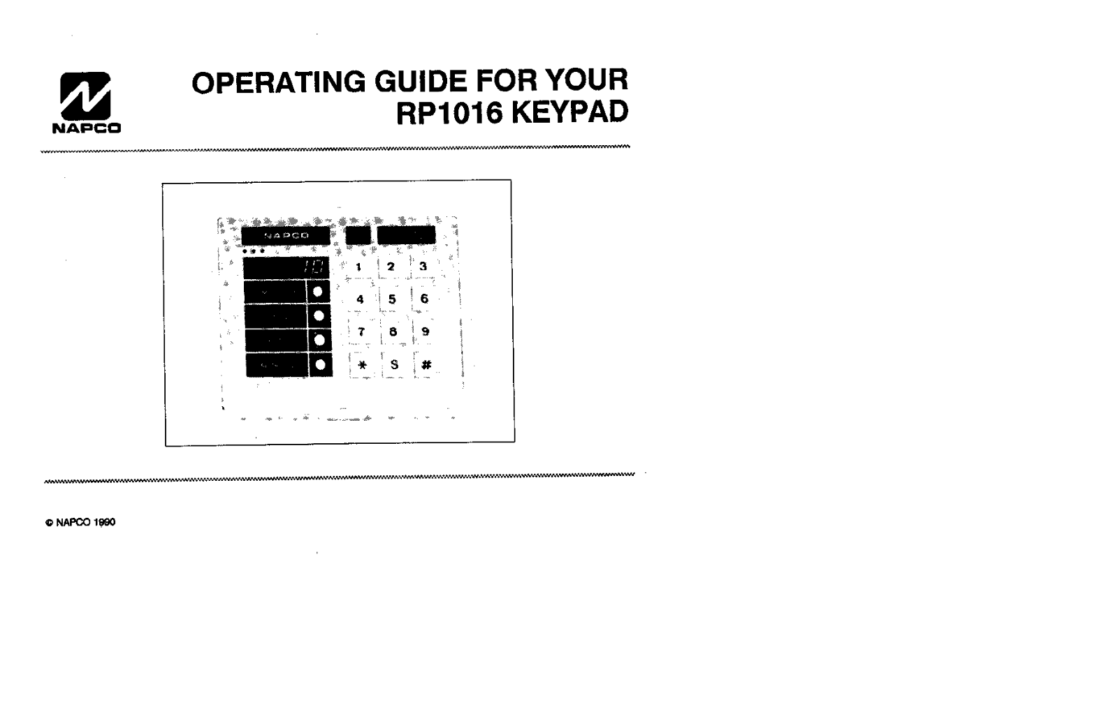 Napco RP-1016 operating Manual