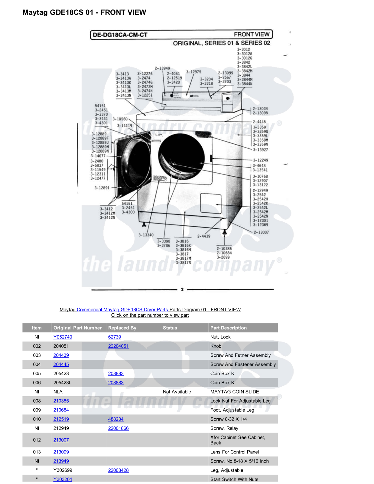 Maytag GDE18CS Parts Diagram