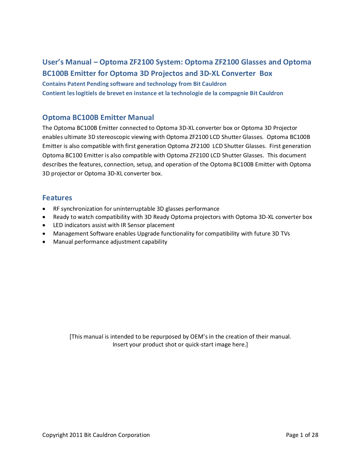 Optoma ZF2100 User Manual