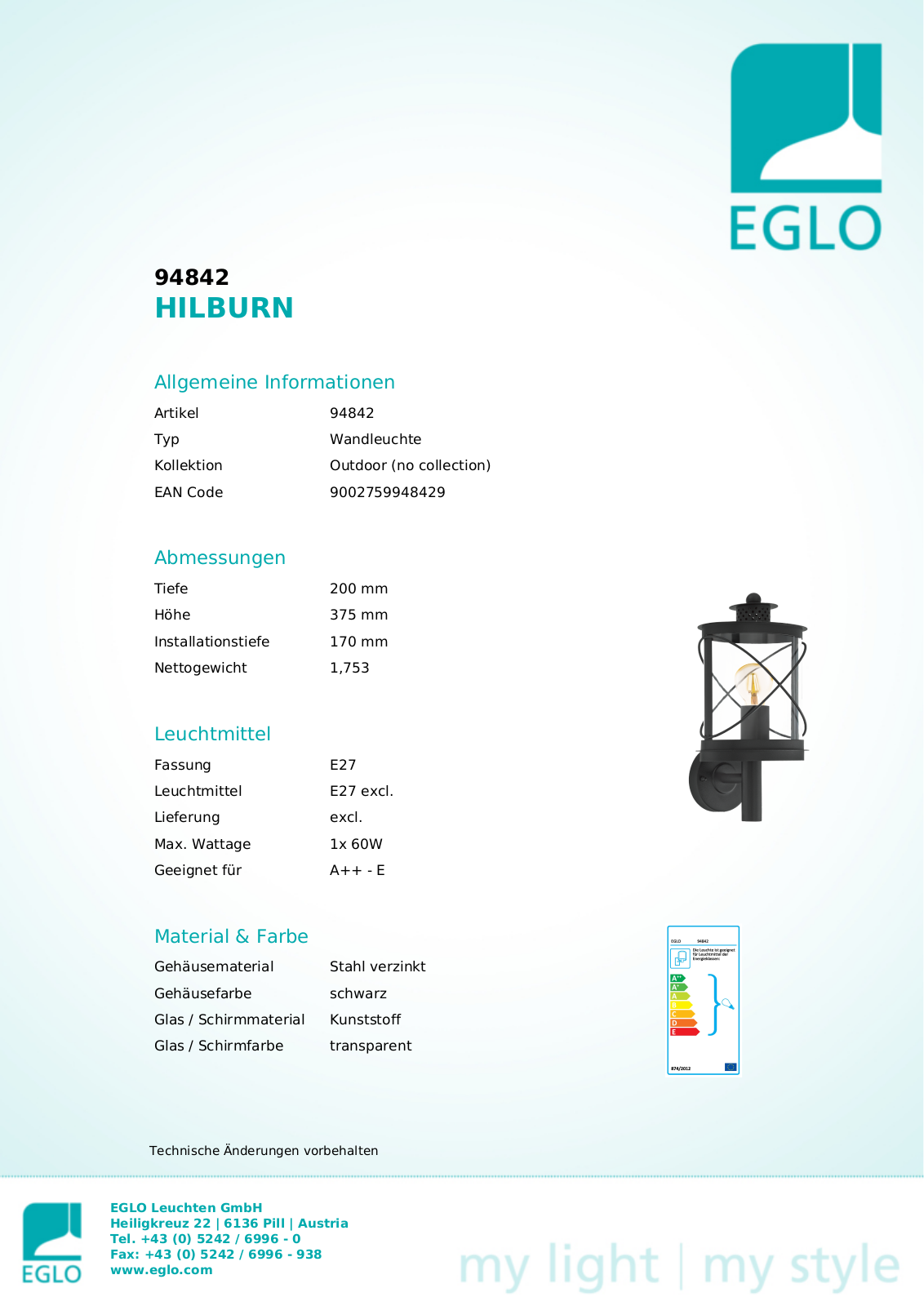 Eglo 94842 Service Manual