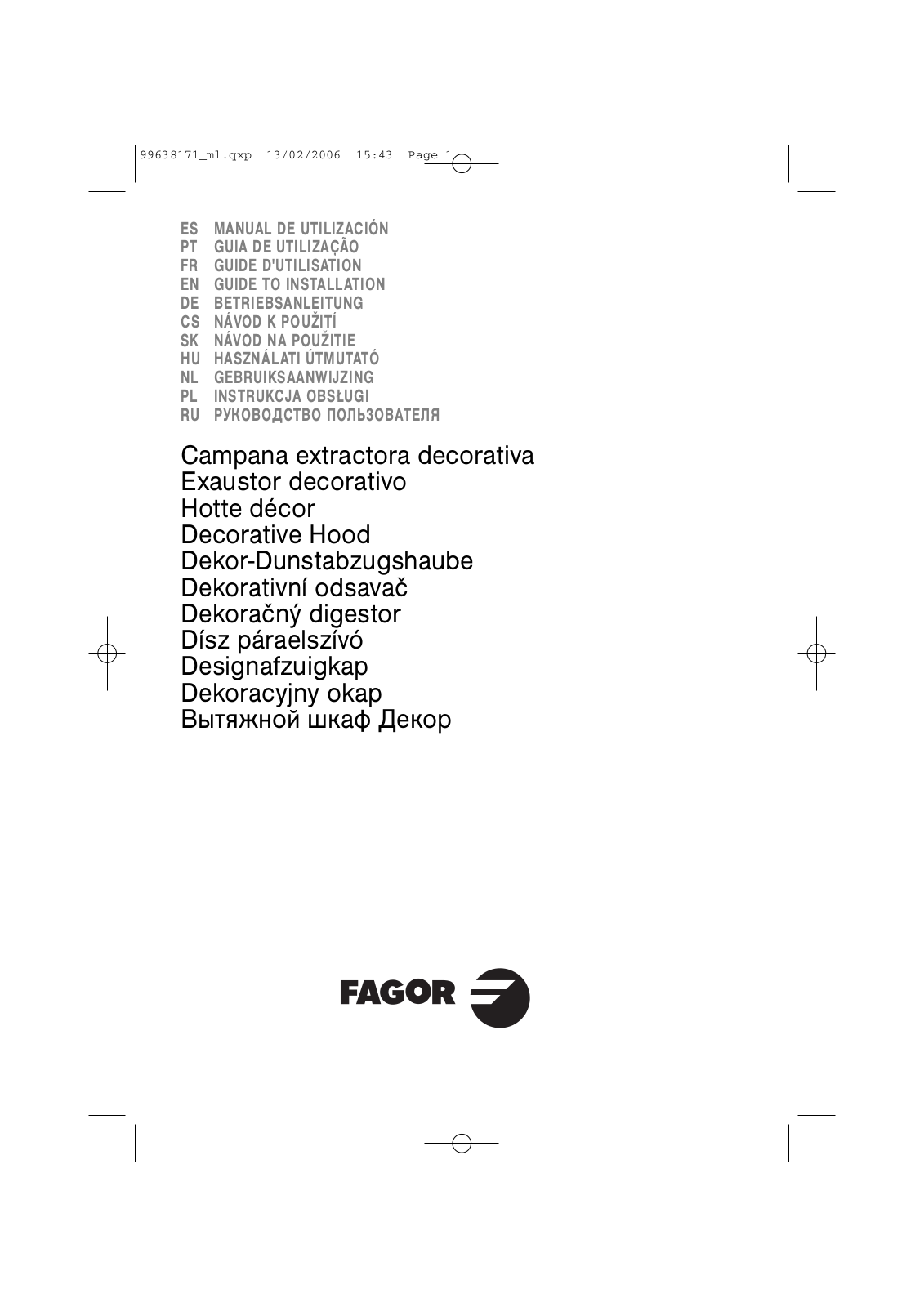 FAGOR CFT-9SX User Manual