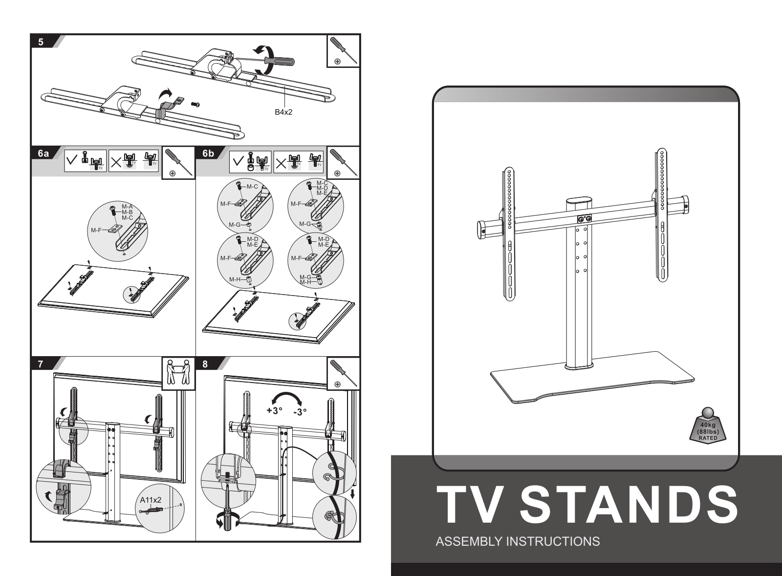 SpeaKa Professional TV stands Assembly instructions