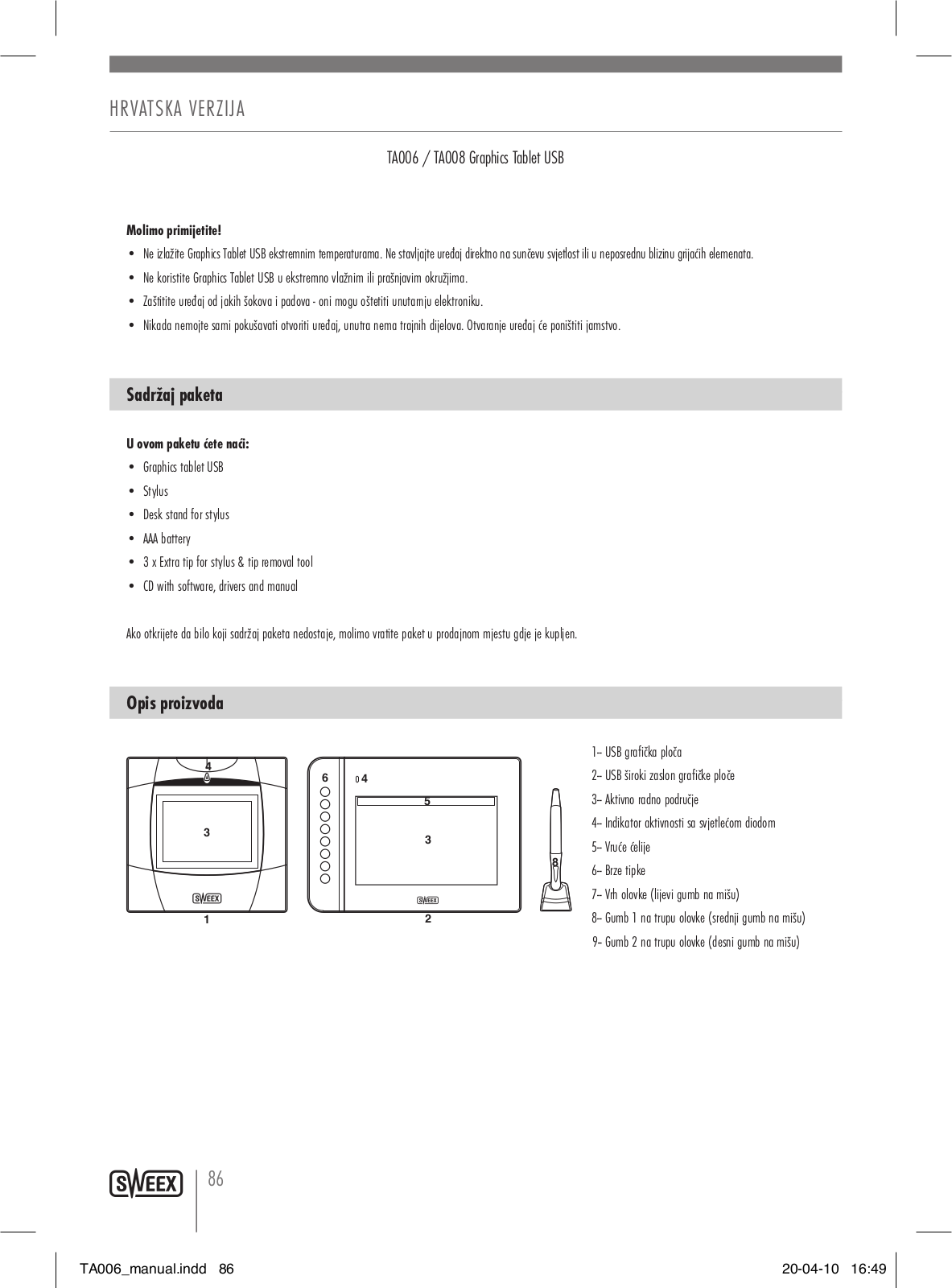 Sweex TA006, TA008 User Manual