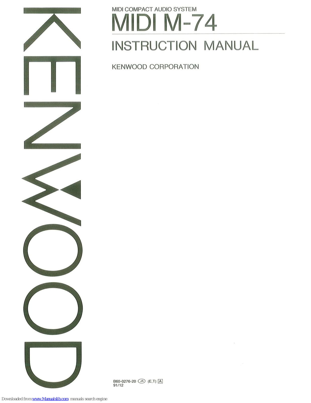 Kenwood M-74 Instruction Manual