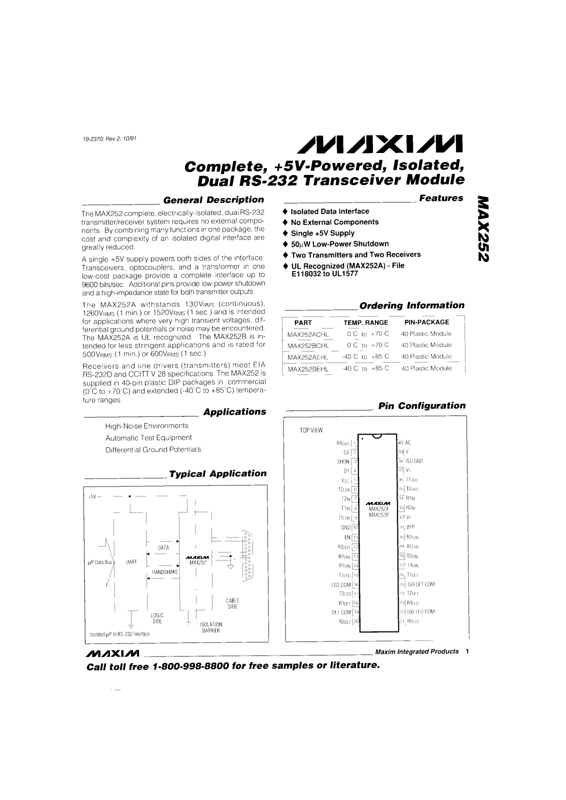 Maxim MAX252BEHL, MAX252BCHL, MAX252AEHL, MAX252ACHL Datasheet