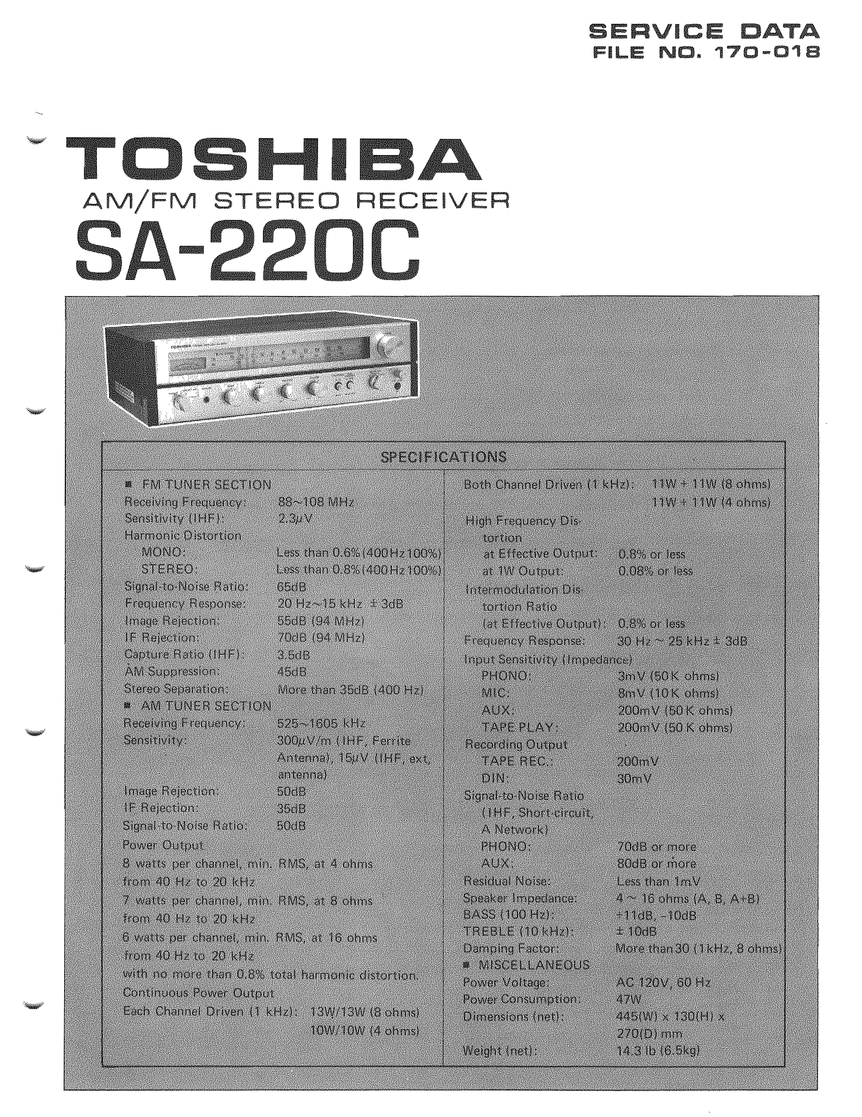 Toshiba SA-220C Service Manual