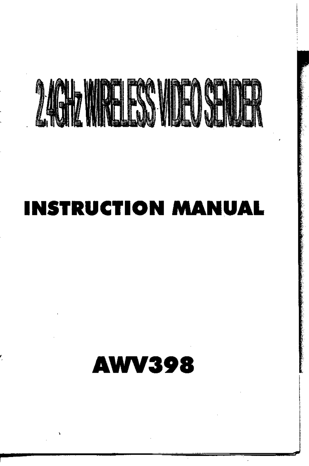 Airwave Technologies AWV398TX, AWV398RX Users Manual