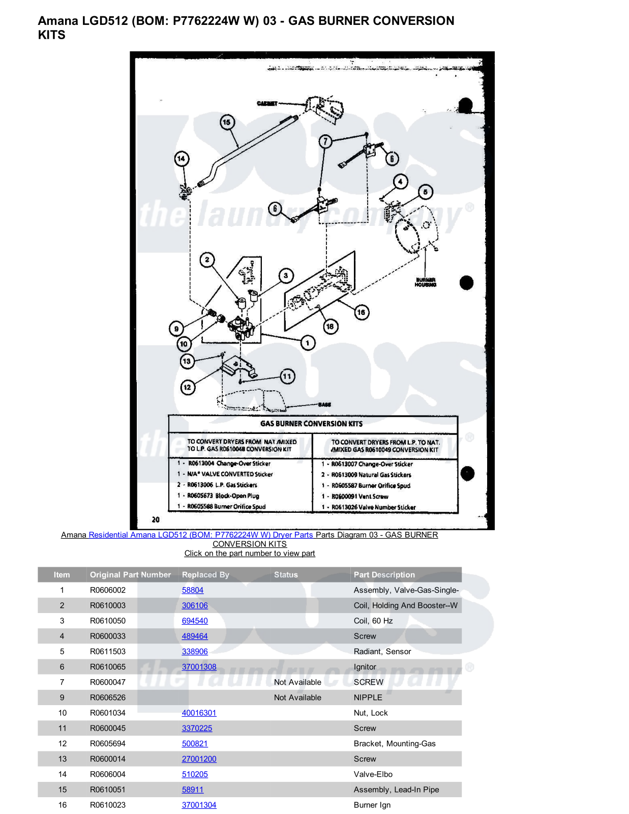 Amana LGD512 Parts Diagram