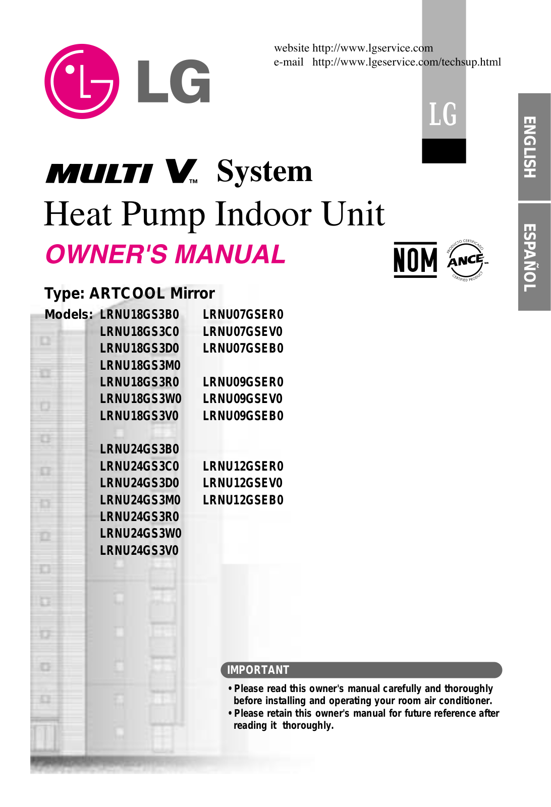 LG LRNU18GS3M0 Owner’s Manual